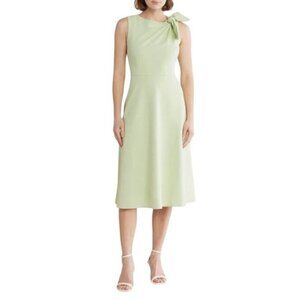Eliza J Womens Light Green Sleeveless Fit Flare Bow Detail Midi Dress Sz 6 New